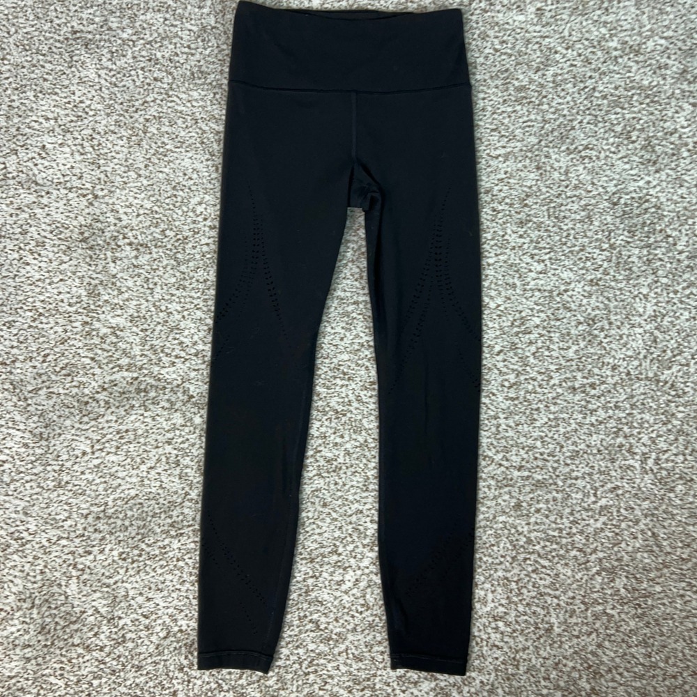 Athleta Pants Womens Extra Small Black Yoga Elation Lasercut High Rise SportsGym